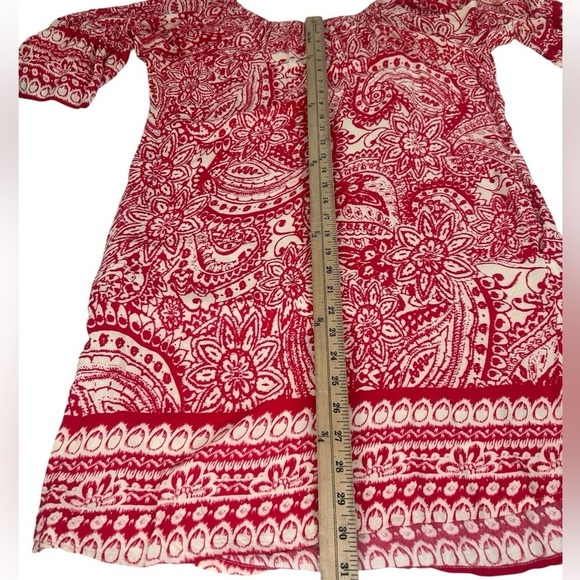 Umgee Women's SZ M Off Shoulder Bell Sleeve Red Paisley Boho Cottage Cowgirl - Picture 7 of 11